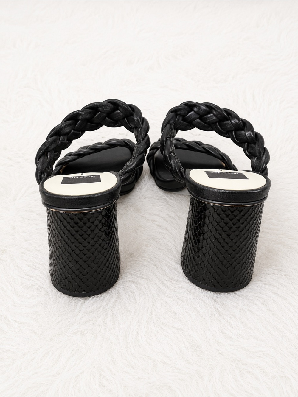 Dolce Vita Braided Block Heel Sandals Women’s Size 7 Black Square Toe Trendy - Picture 5 of 6